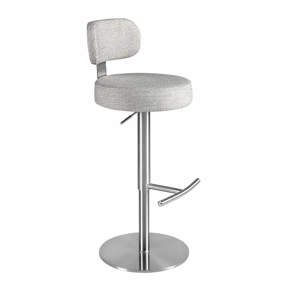 Stools - Swivel stool in light grey marbled fabric - ANGEL CERDÁ