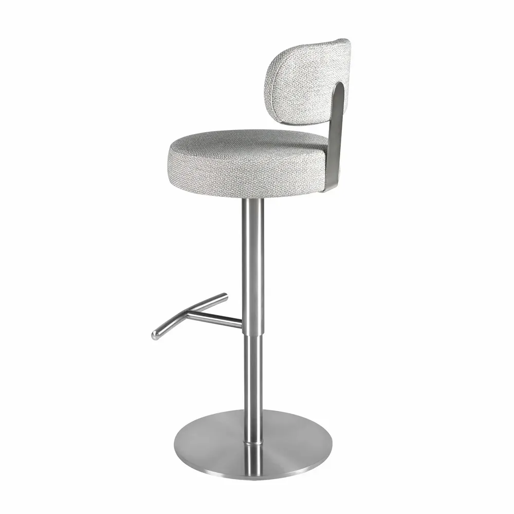 Stools - Swivel stool in light grey marbled fabric - ANGEL CERDÁ