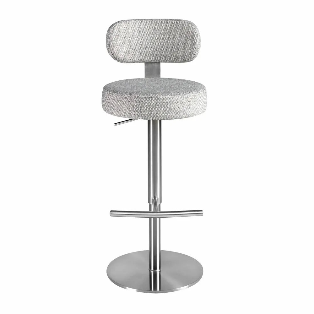 Stools - Swivel stool in light grey marbled fabric - ANGEL CERDÁ