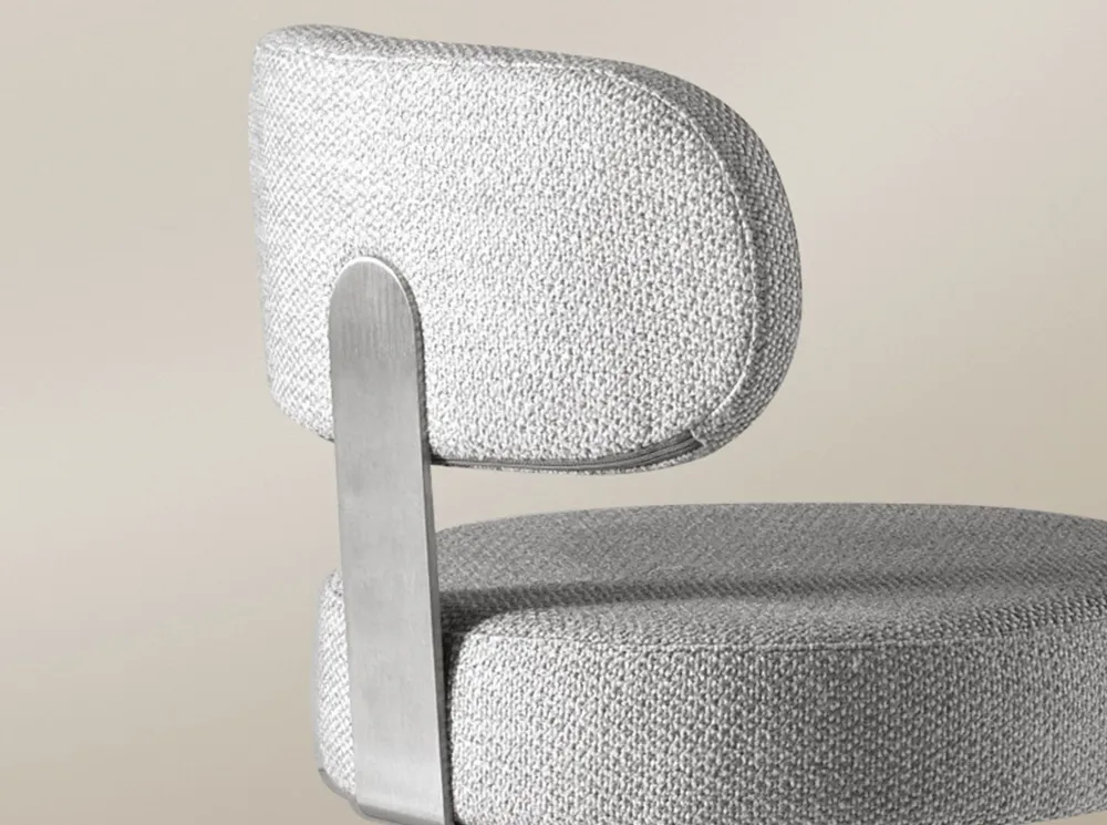 Stools - Swivel stool in light grey marbled fabric - ANGEL CERDÁ