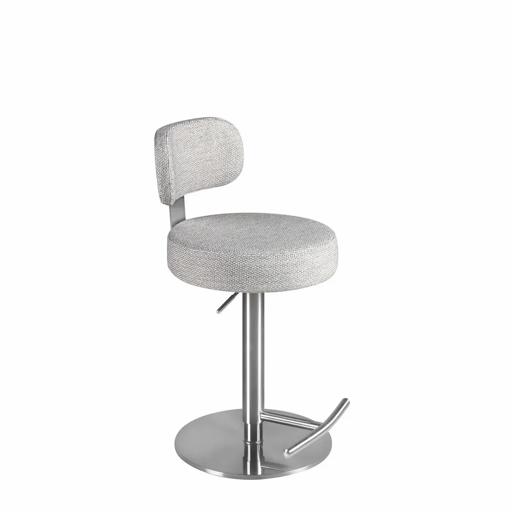 Stools - Swivel stool in light grey marbled fabric - ANGEL CERDÁ