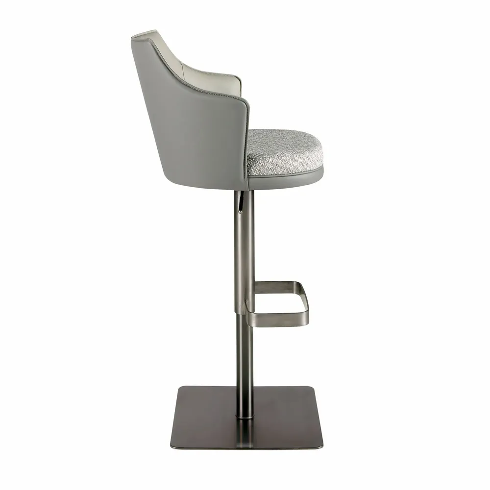 Stools - Swivel stool in grey marbled fabric and dark grey leatherette - ANGEL CERDÁ