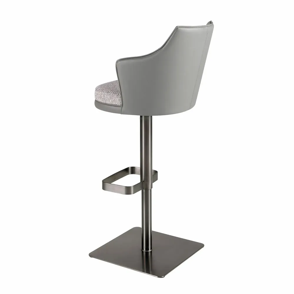 Stools - Swivel stool in grey marbled fabric and dark grey leatherette - ANGEL CERDÁ