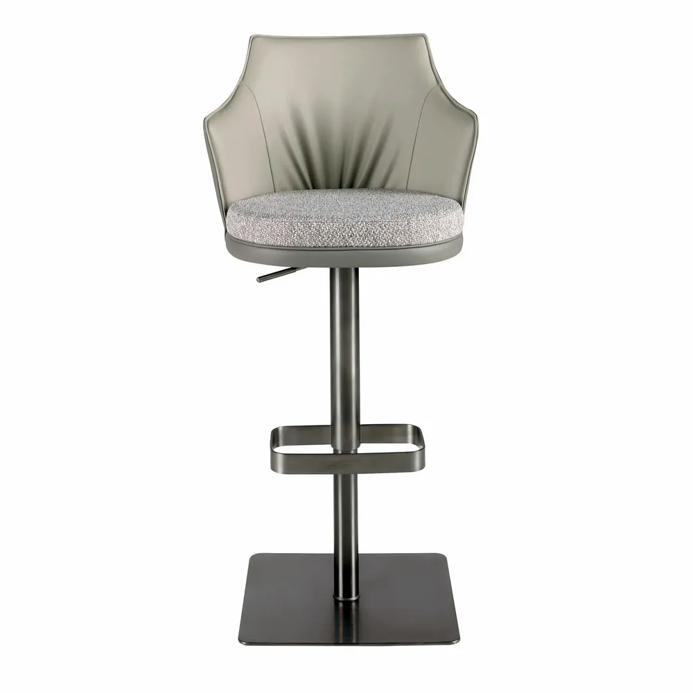 Stools - Swivel stool in grey marbled fabric and dark grey leatherette - ANGEL CERDÁ