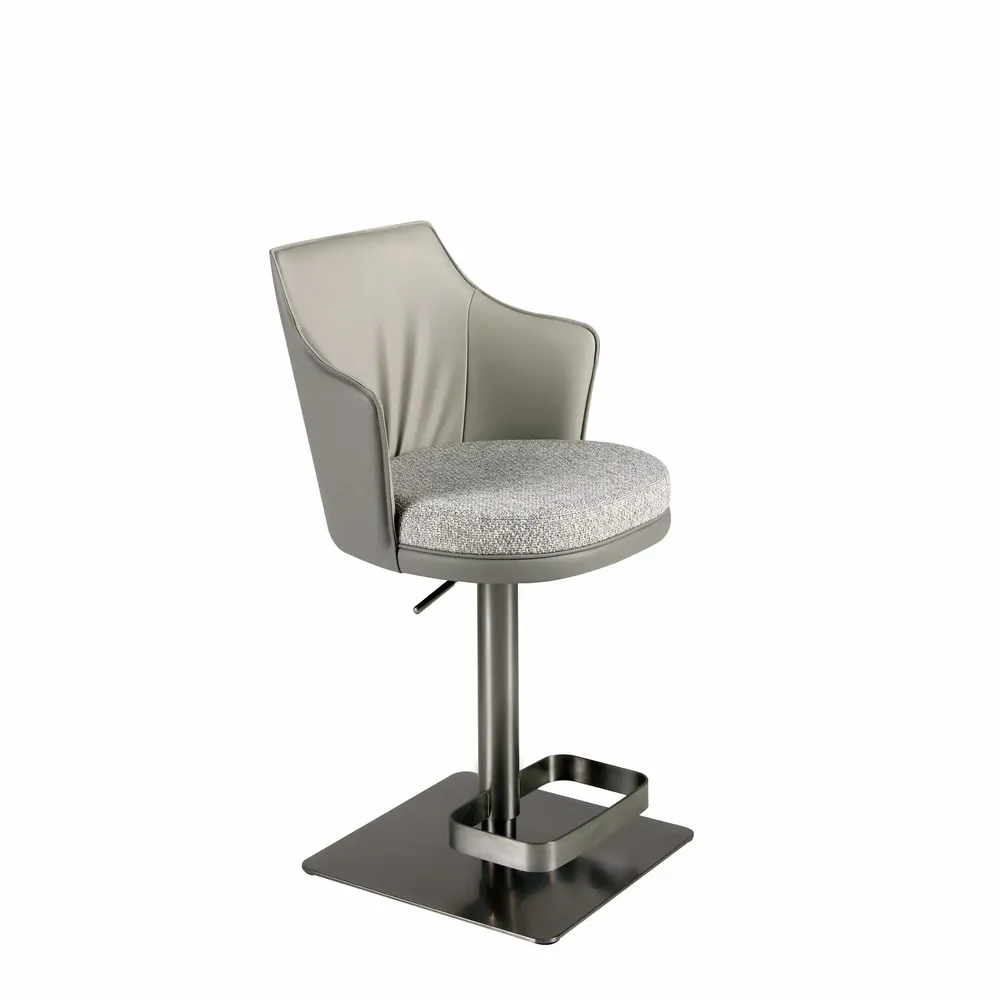 Stools - Swivel stool in grey marbled fabric and dark grey leatherette - ANGEL CERDÁ