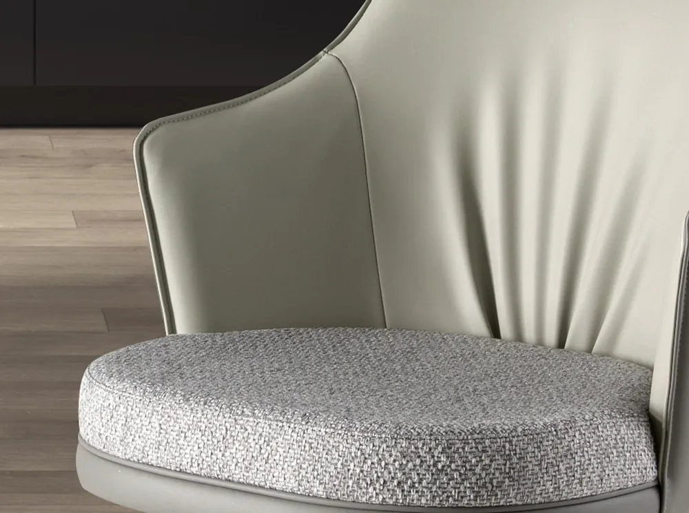 Stools - Swivel stool in grey marbled fabric and dark grey leatherette - ANGEL CERDÁ