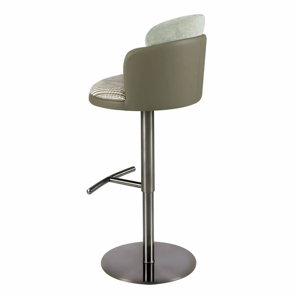 Tabourets - Tabouret pivotant en tissu vert foncé et blanc et similicuir vert oliv - ANGEL CERDÁ