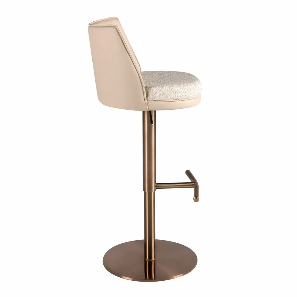 Tabourets - Tabouret pivotant en tissu crème marbré et similicuir crème - ANGEL CERDÁ