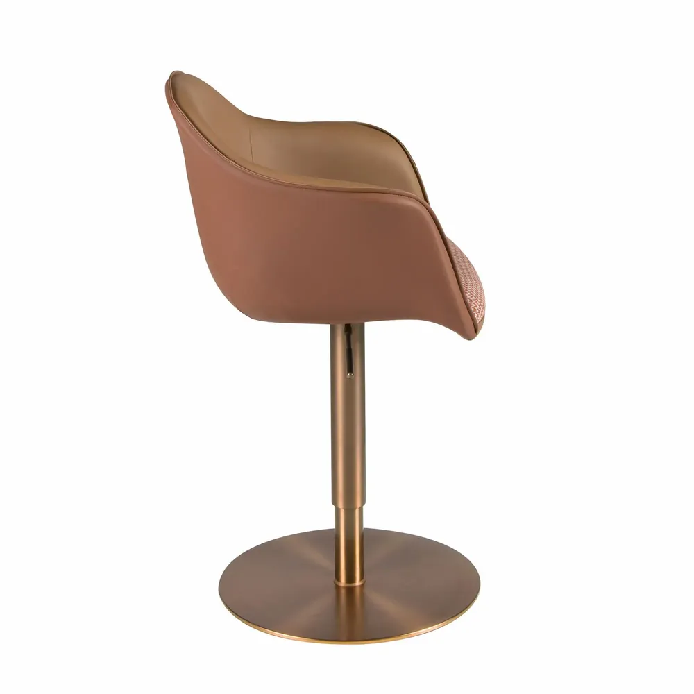 Stools - Swivel stool in terracotta brown and beige fabric and brown - ANGEL CERDÁ