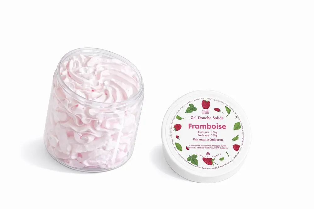 Cadeaux - Gel douche solide (mousse de douche) - Framboise - 100g - COSMÉTIQUES DE QUIBERON