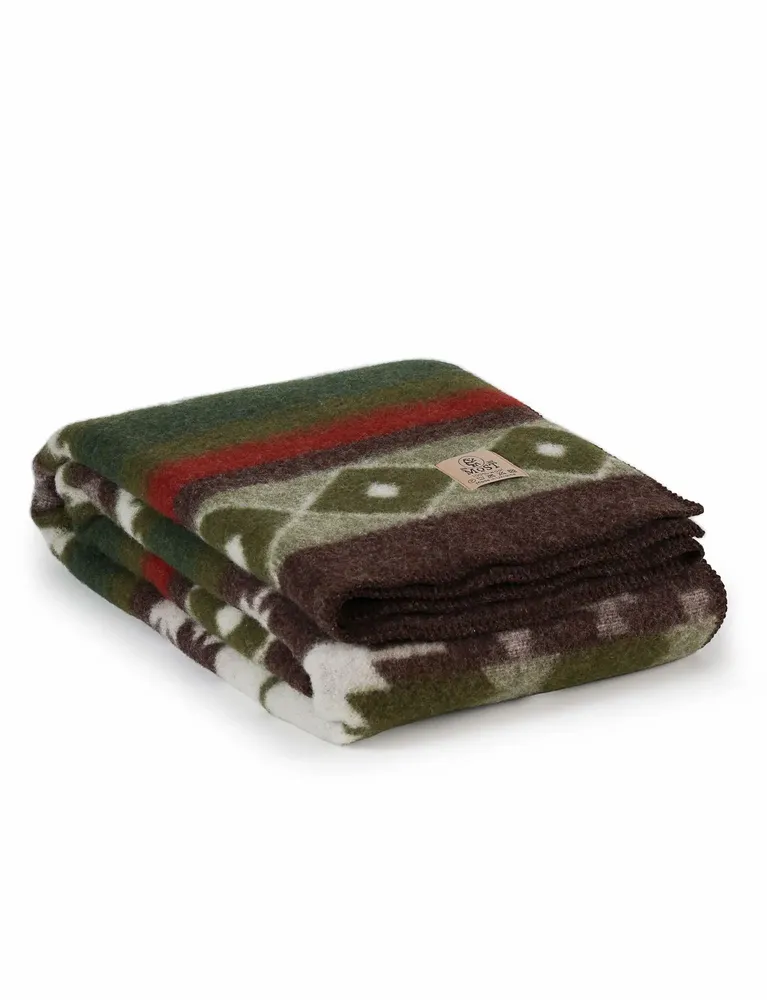 Bed linens - Wool bed blanket TRIBE - single - green - MOST-BLANKETS