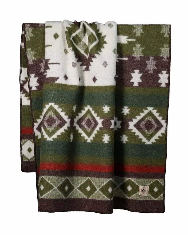 Bed linens - Wool bed blanket TRIBE - single - green - MOST-BLANKETS