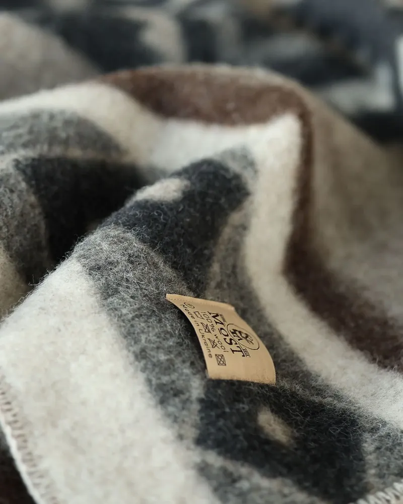 Bed linens - Wool bed blanket TRIBE - double - beige - MOST-BLANKETS