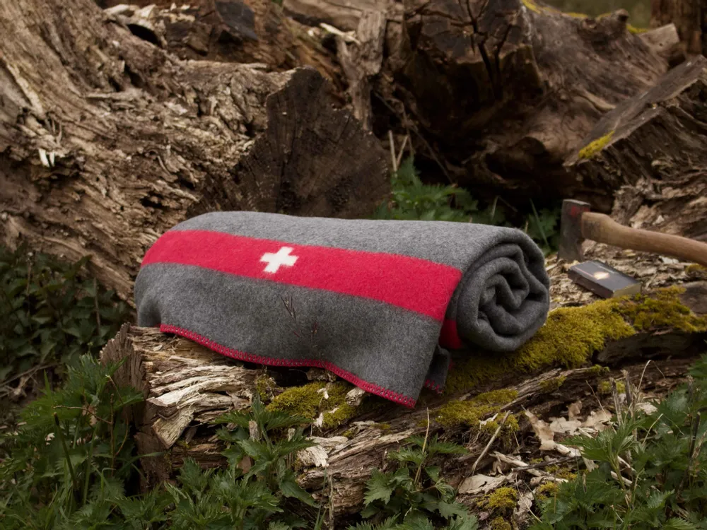 Linge de lit - Plaid en laine mérinos SWISS ARMY - gris - MOST-BLANKETS