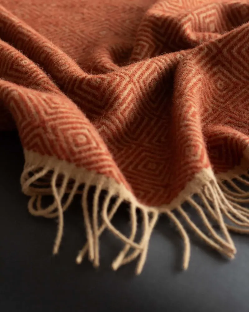 Throw blankets - Wool throw blanket VENEZIA Ketchup - MOST-BLANKETS