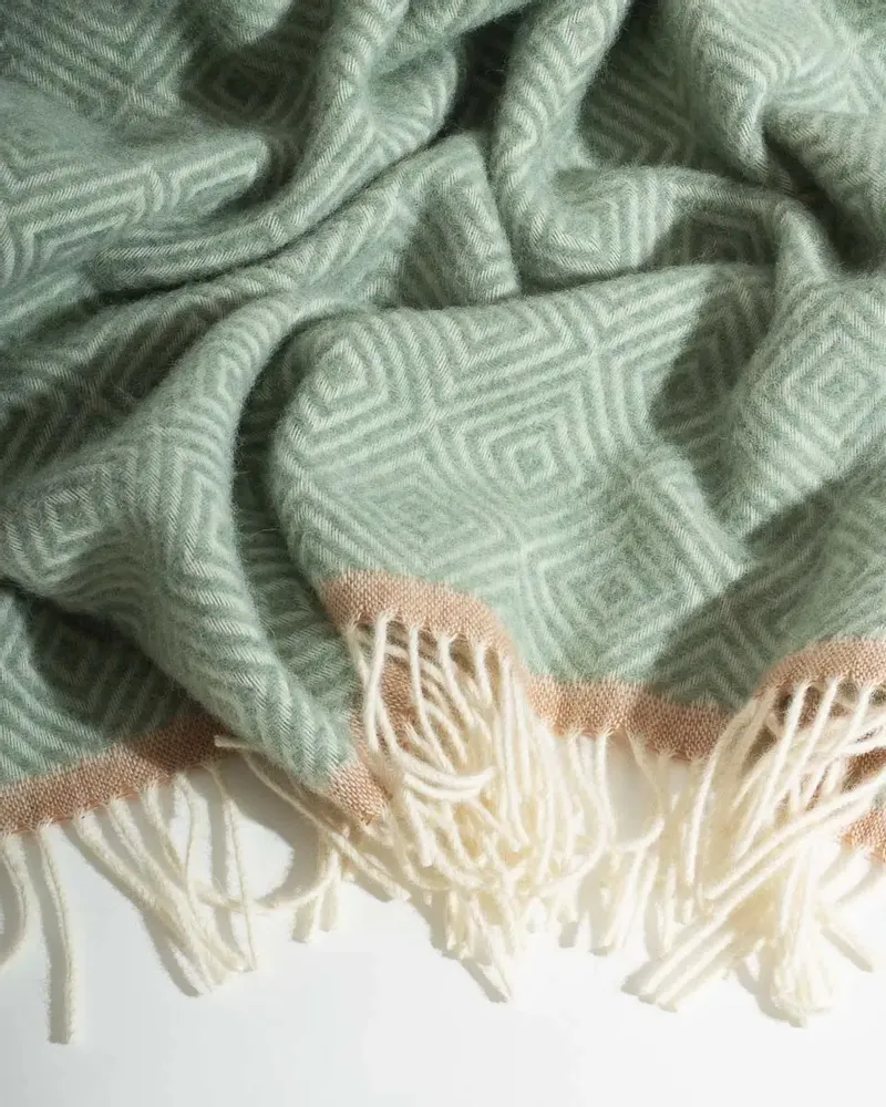 Throw blankets - Wool throw blanket VENEZIA Mint - MOST-BLANKETS