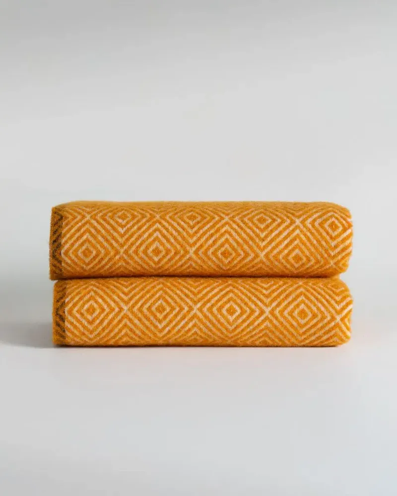 Throw blankets - Wool throw blanket VENEZIA Yellow - MOST-BLANKETS