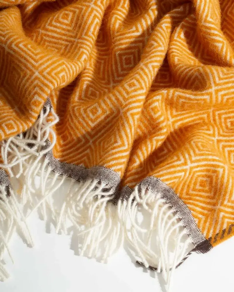 Throw blankets - Wool throw blanket VENEZIA Yellow - MOST-BLANKETS