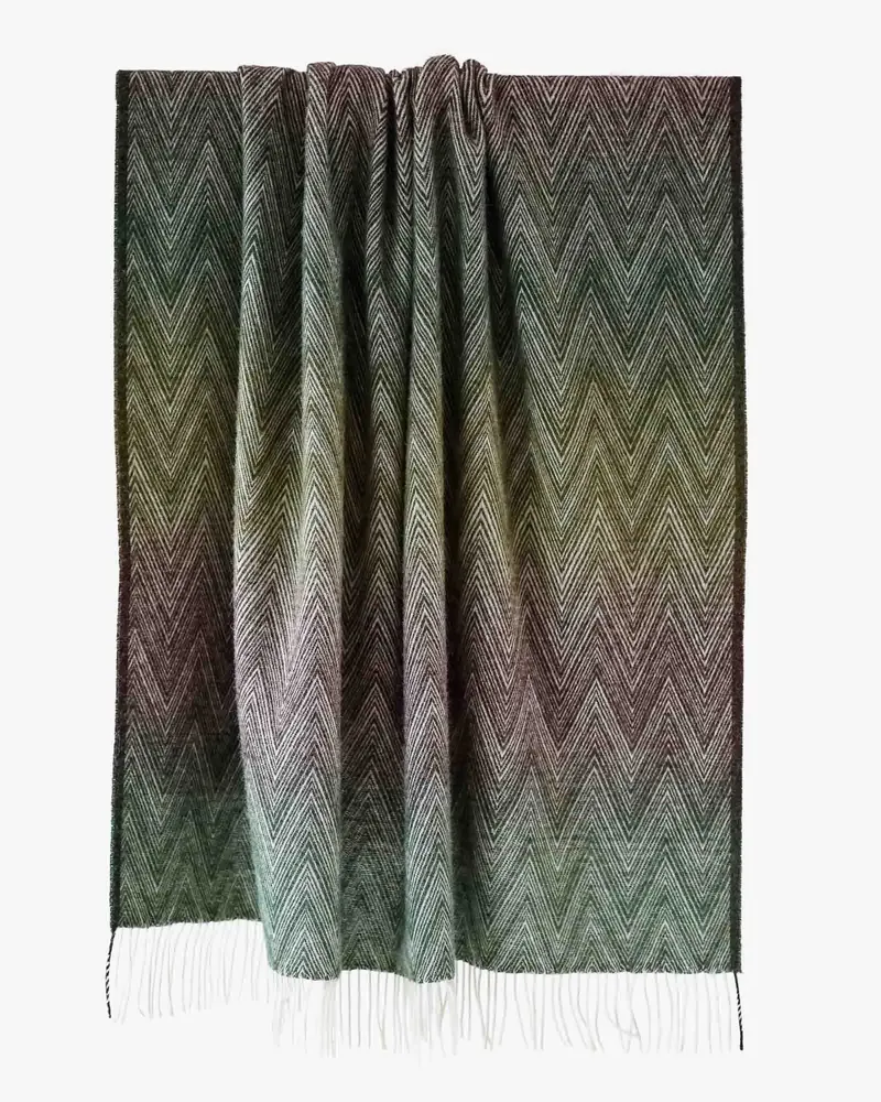 Throw blankets - Wool throw blanket MISSONI Foresta - multi-colored green - MOST-BLANKETS