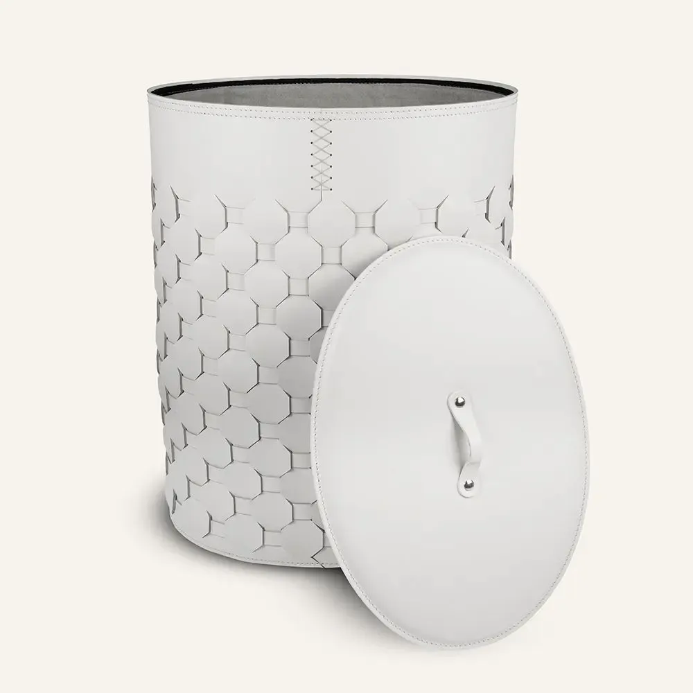 Spa - Panier à linge ovale en cuir tressé avec couvercle MAIRA - LIMAC DESIGN