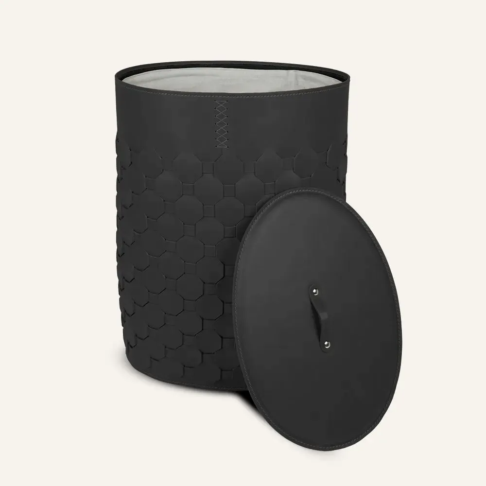 Spa - Panier à linge ovale en cuir tressé avec couvercle MAIRA - LIMAC DESIGN