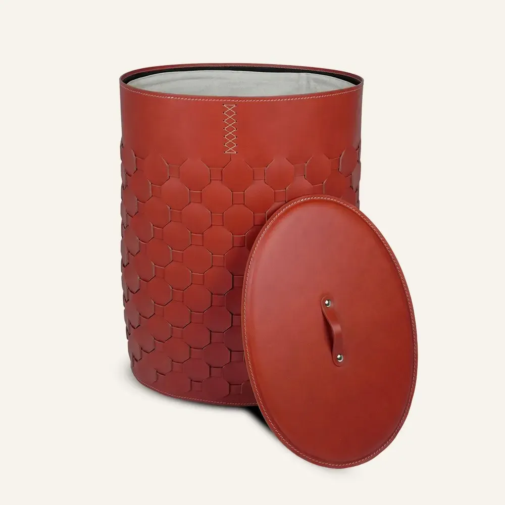 Spa - Panier à linge ovale en cuir tressé avec couvercle MAIRA - LIMAC DESIGN