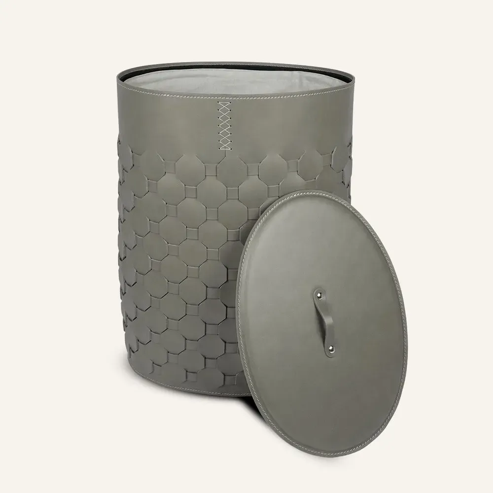 Spa - Panier à linge ovale en cuir tressé avec couvercle MAIRA - LIMAC DESIGN