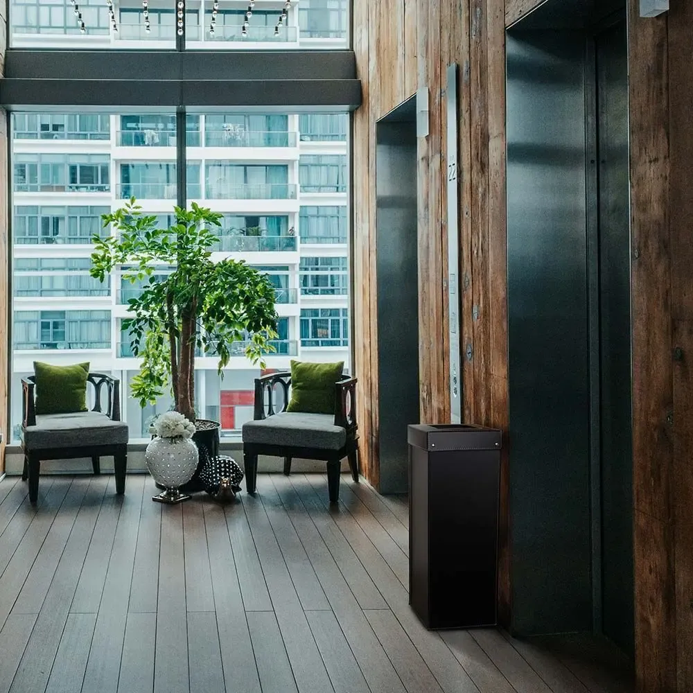 Design objects - Tall Regenerated Leather Waste Bin HOQUA - LIMAC DESIGN