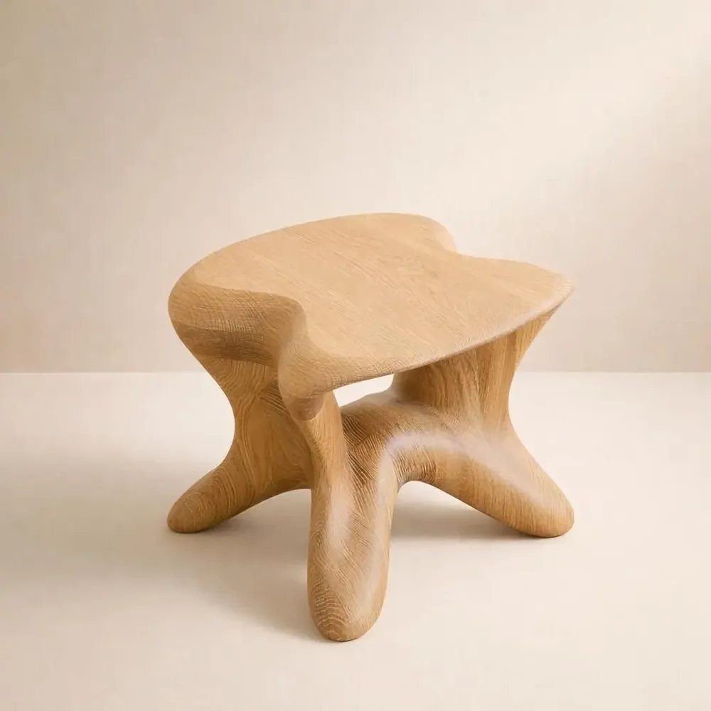 Stools - Aura | Sculpted Exclusive Stool | European Oak Wood - NEXART