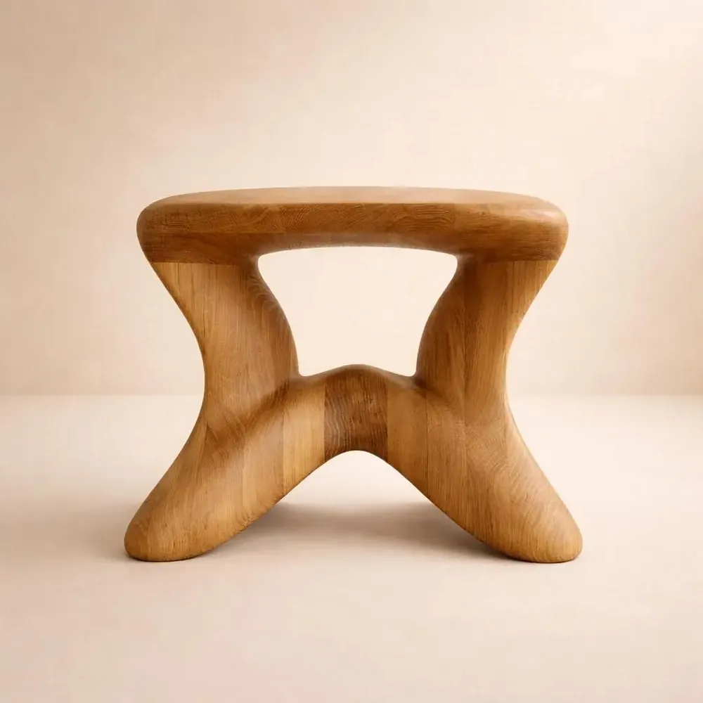 Stools - Aura | Sculpted Exclusive Stool | European Oak Wood - NEXART