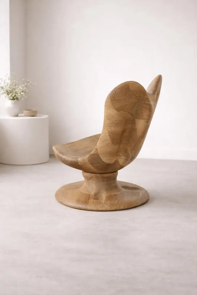 Lounge chairs - Athena| Sculpted Exclusive Lounge Chair | European Oak Wood - NEXART