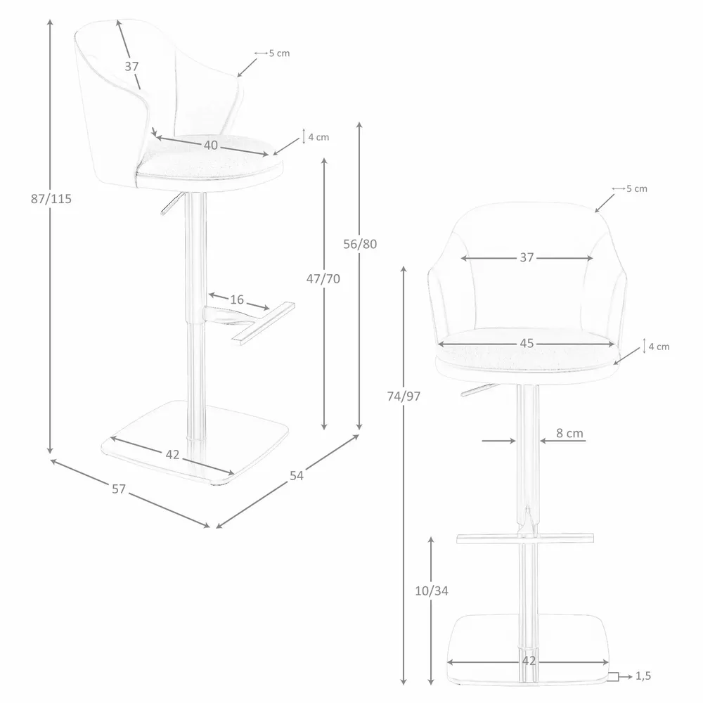 Stools - Swivel stool in cream marbled fabric and brown leatherette - ANGEL CERDÁ