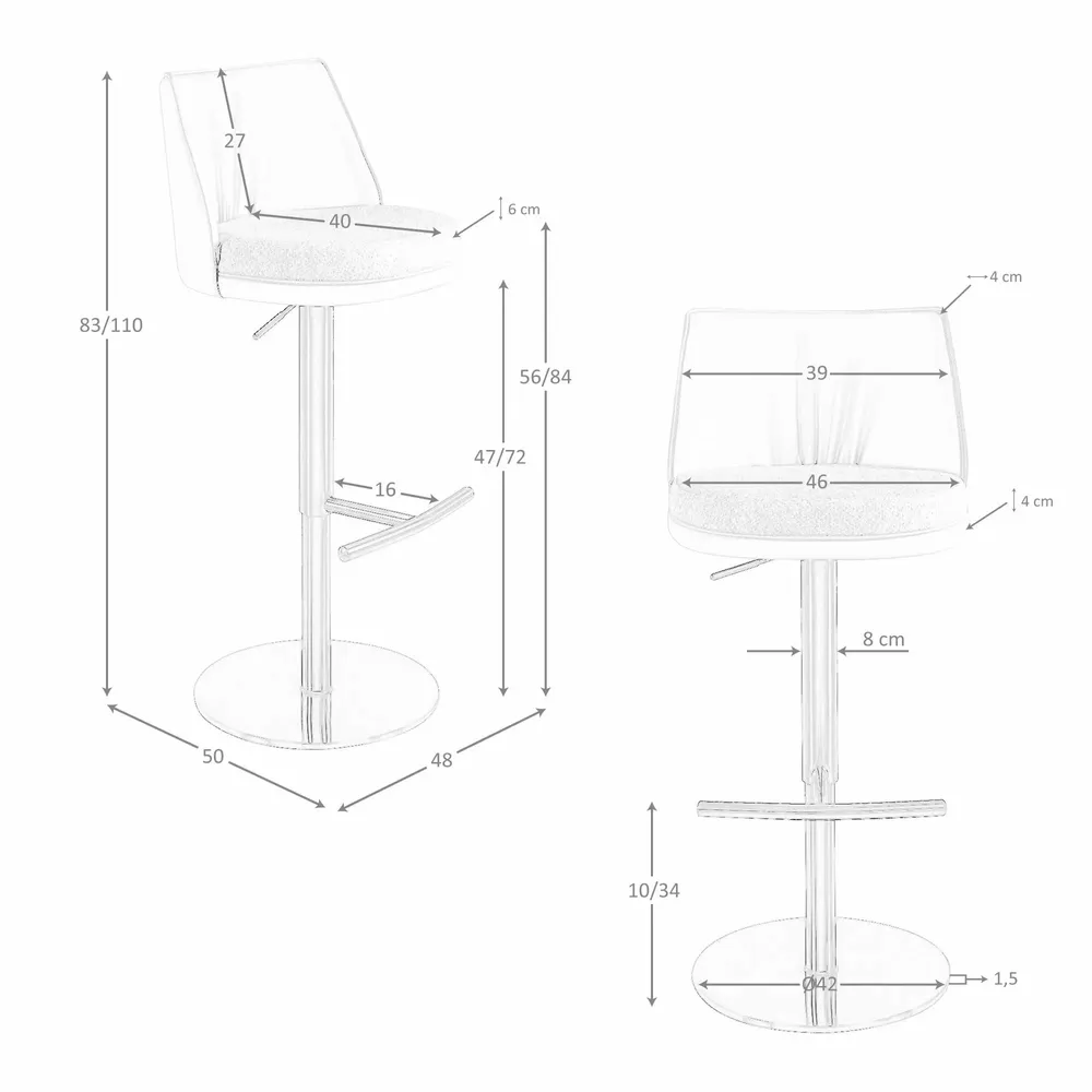 Tabourets - Tabouret pivotant en tissu crème marbré et similicuir crème - ANGEL CERDÁ
