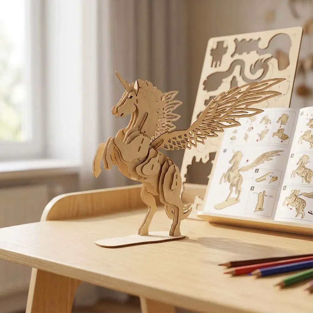 Loisirs créatifs pour enfant - MAQUETTE EN BOIS : LICORNE MYTHIQUE - ULYSSE COULEURS D'ENFANCE
