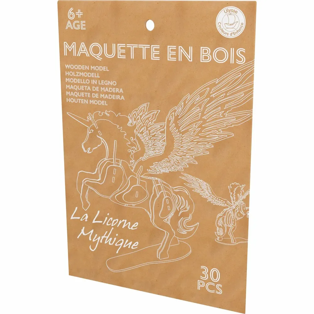 Loisirs créatifs pour enfant - MAQUETTE EN BOIS : LICORNE MYTHIQUE - ULYSSE COULEURS D'ENFANCE