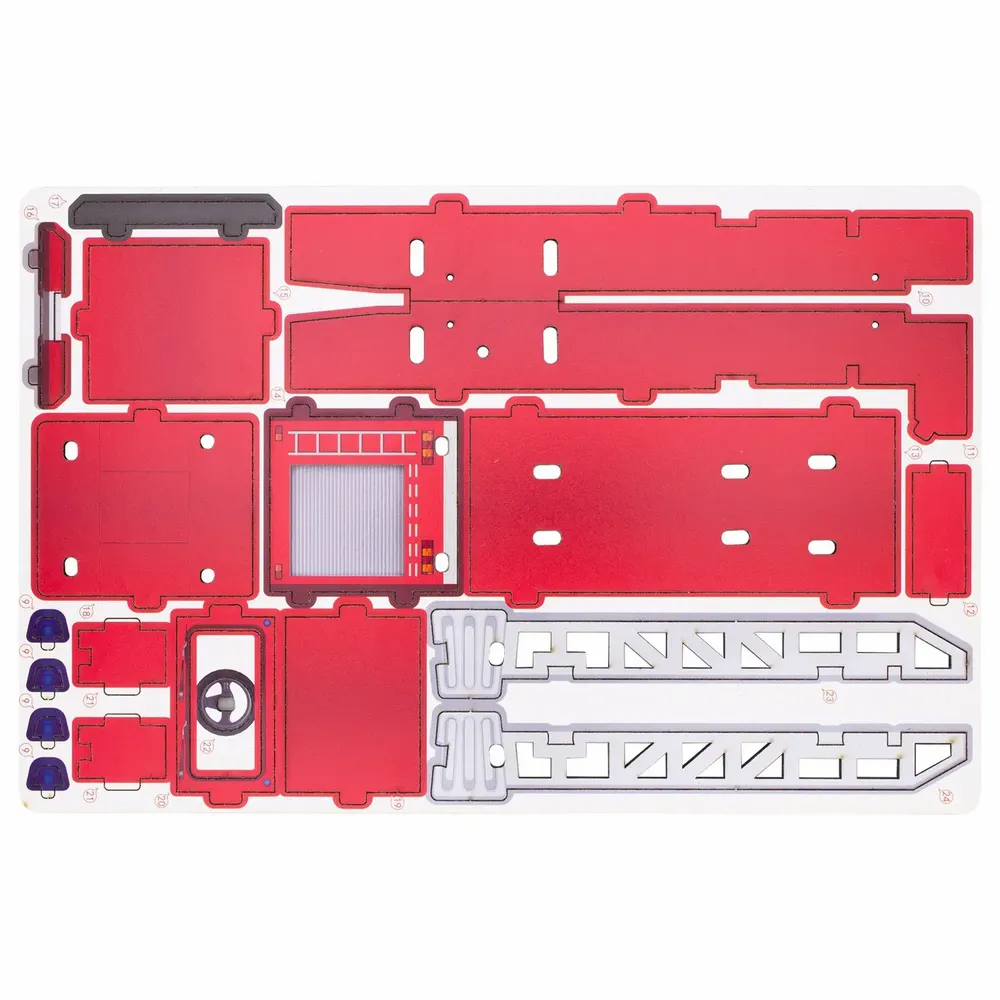 Loisirs créatifs pour enfant - MAQUETTE EN BOIS : CAMION DE POMPIER (RÉTRO FRICTION) - ULYSSE COULEURS D'ENFANCE