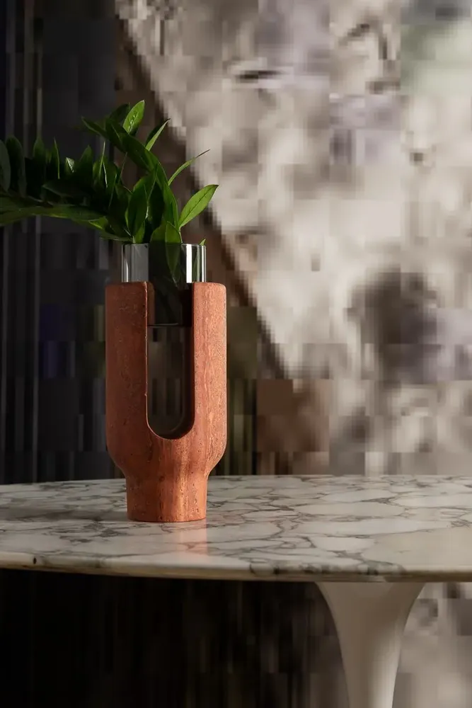 Candlesticks and candle holders - LYRA CANDLE HOLDER MARBLE FLOWER VASE - OOUMM