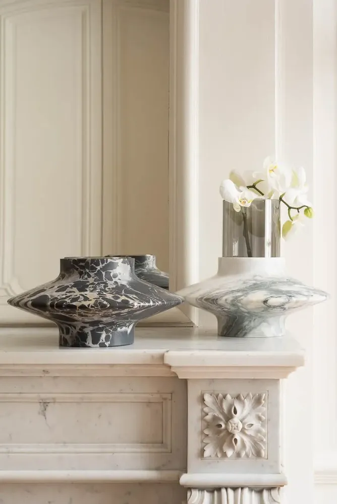 Candlesticks and candle holders - GAMMA CANDLE HOLDER MARBLE FLOWER VASE - OOUMM