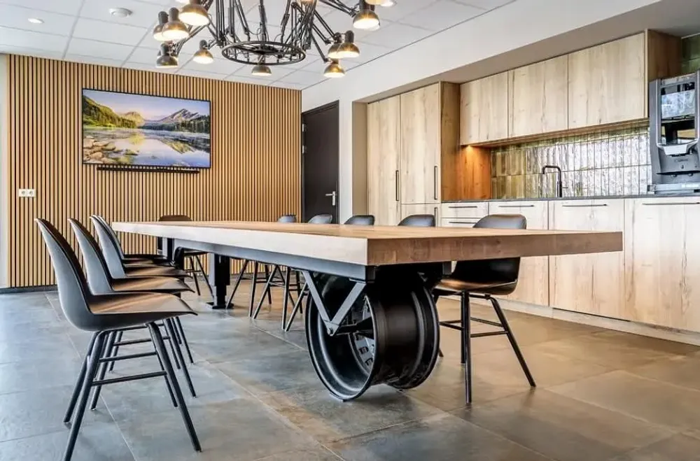 Mobilier et rangements pour bureau - Industrial Solid Wood Table with Steel Base SL-019 - STURDY-LEGS