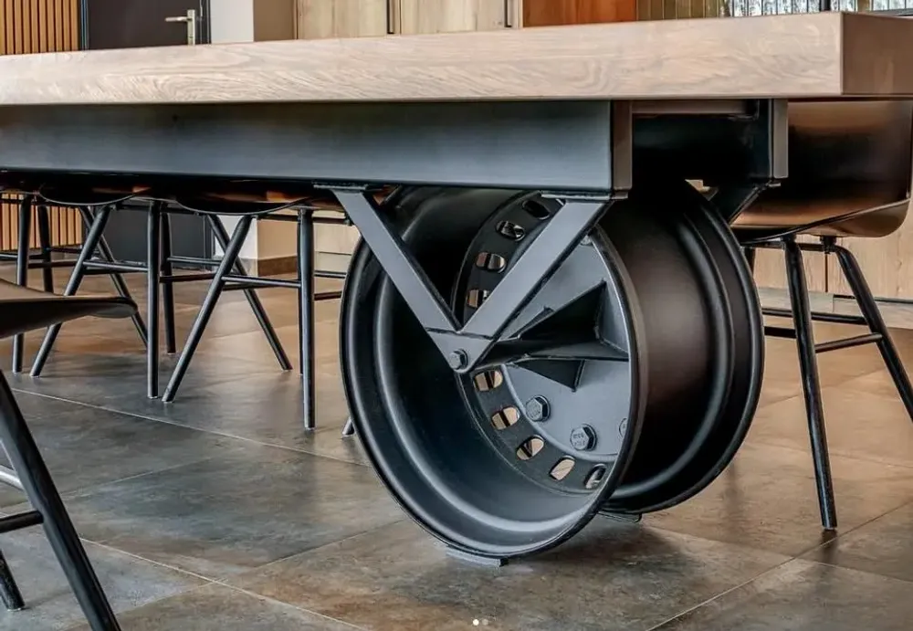 Mobilier et rangements pour bureau - Industrial Solid Wood Table with Steel Base SL-019 - STURDY-LEGS