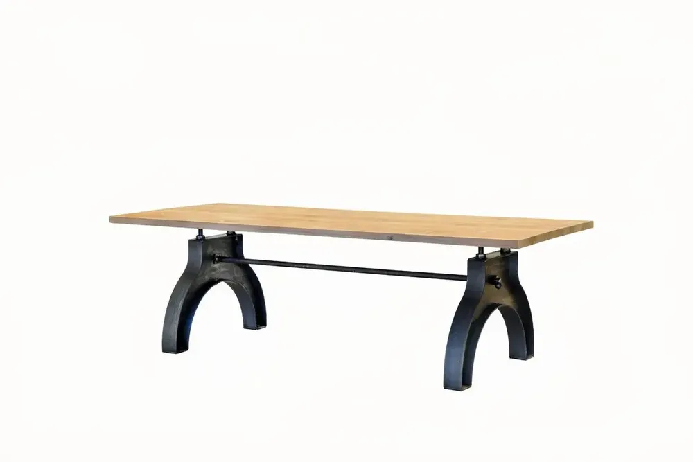 Tables Salle à Manger - SL-002 Industrial Solid Wood Table with Steel Base - STURDY-LEGS