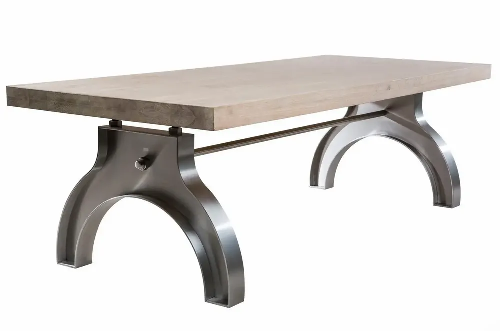 Tables Salle à Manger - SL-002 Industrial Solid Wood Table with Steel Base - STURDY-LEGS