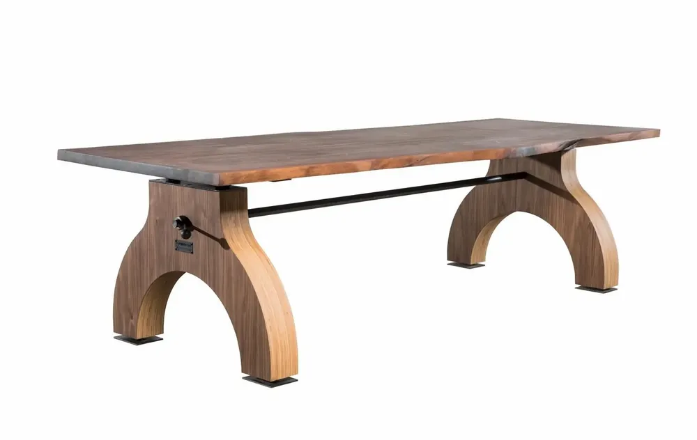 Tables Salle à Manger - SL-002 Industrial Solid Wood Table with Steel Base - STURDY-LEGS