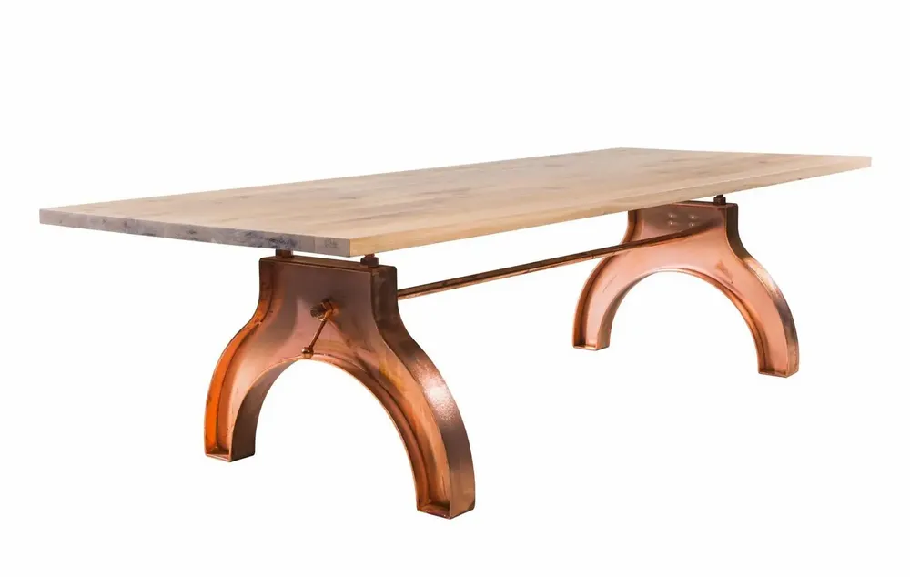 Tables Salle à Manger - SL-002 Industrial Solid Wood Table with Steel Base - STURDY-LEGS