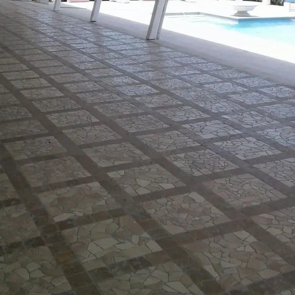 Terraces - 10x10 Tumbled Travertino Noce - Italian Antique Stone Floor & Wall - SENINI STONE  -NATURAL STONE MADE IN ITALY-