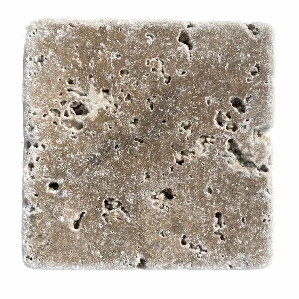 Terraces - 10x10 Tumbled Travertino Noce - Italian Antique Stone Floor & Wall - SENINI STONE  -NATURAL STONE MADE IN ITALY-
