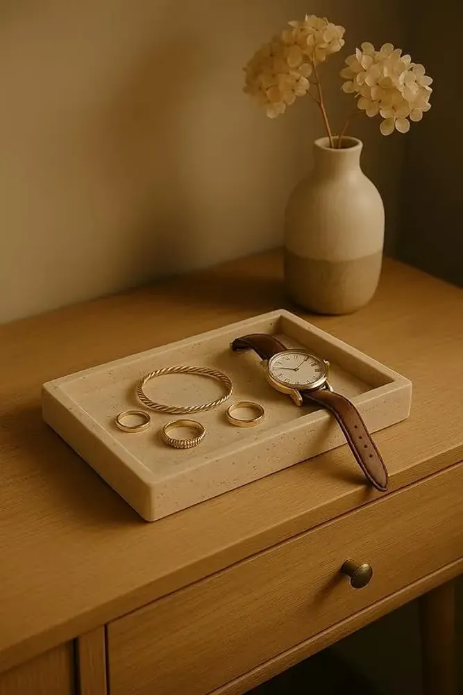 Objets design - Plateau en marbre – Plateau de service en pierre naturelle - KALU CREATIONS