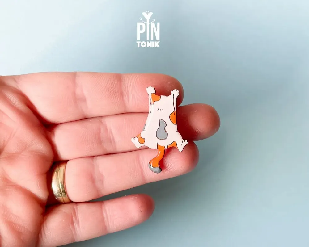 Broches - Épinglette en bois Calico Cat - PINTONIK