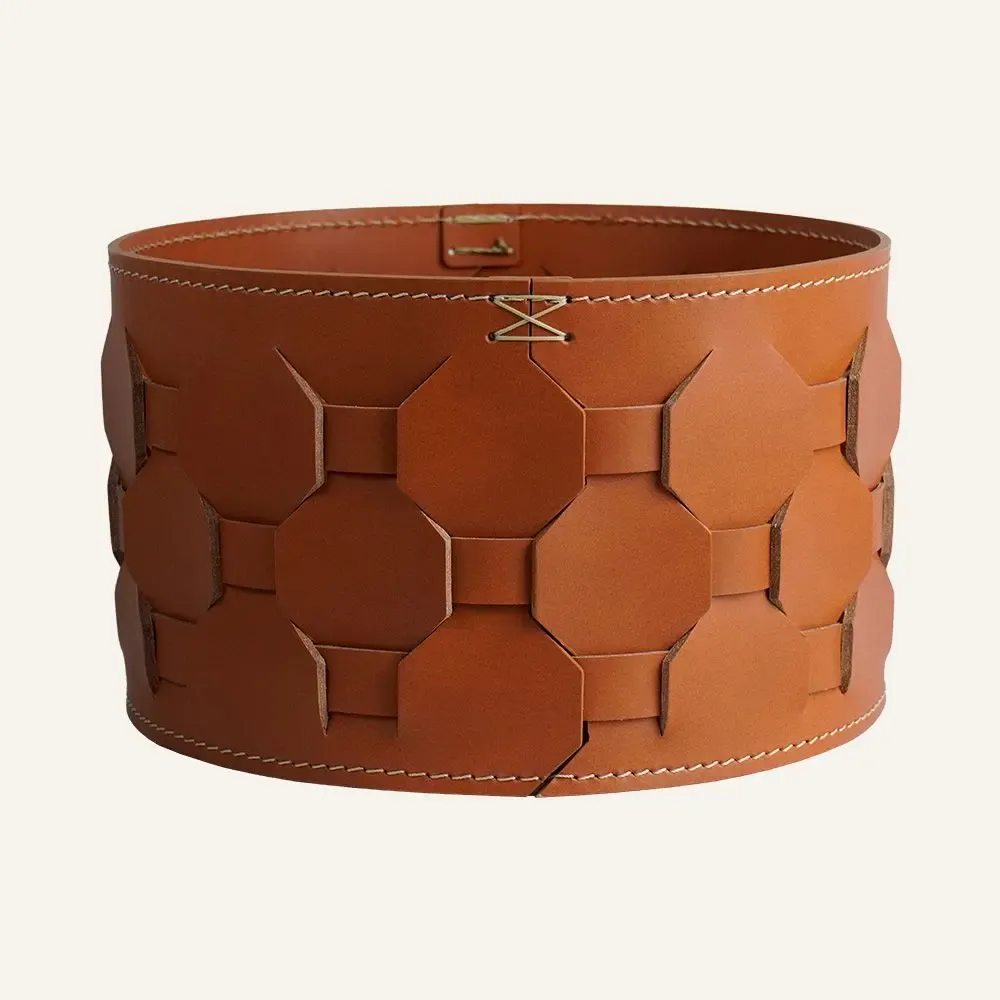 Storage boxes - Round woven leather basket VASILIS - LIMAC DESIGN