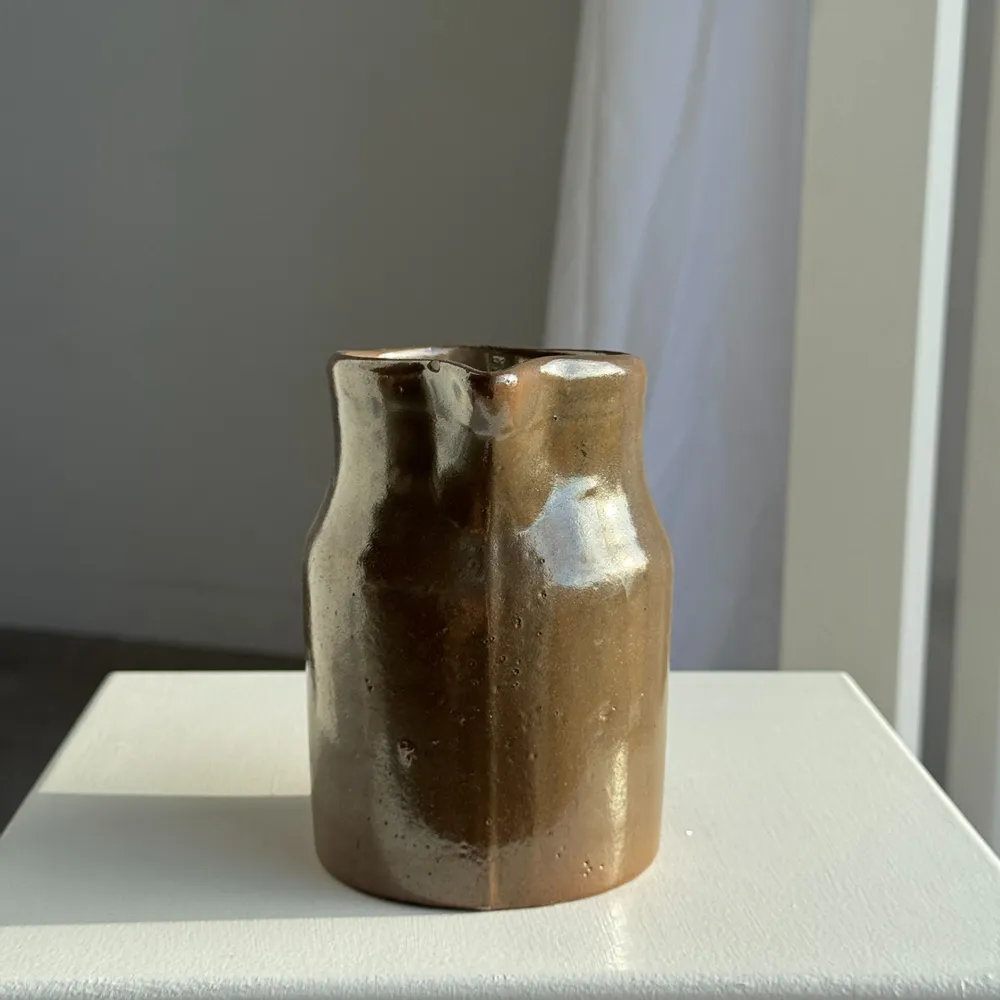 Carafes - Small cylindrical pitcher in vintage shiny stoneware H15 - OFFICE OBJETS